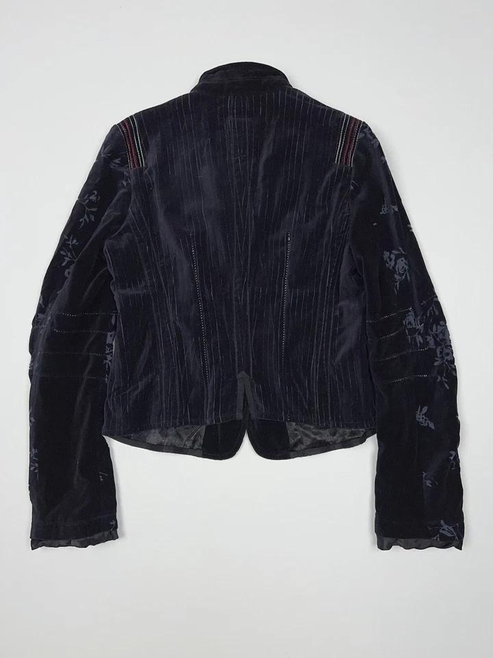 Blazer Marithe Francois Girbaud Terciopelo Terciopelo Avantgarde Azul Marino Floral Foto 2 de 4