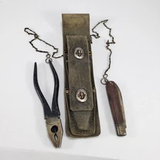 West German Bundeswehr linemans tool set and pouch knife