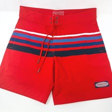Vineyard Vines Mens Red Multi Stripe Board Shorts Swim Trunks Size 30