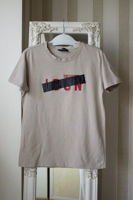 DSQUARED2 ICON Designer Graphic Logo T-shirt Medium Beige