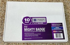 Avery 71205 The Mighty Badge 1x3 Silver, 10 R...