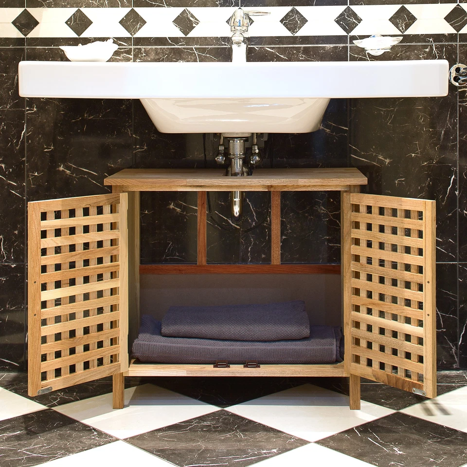 Waschbeckenunterschrank walnuss Waschtischunterschrank Badezimmerschrank - Bild 2 von 4