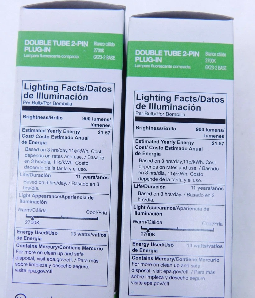 2! HALCO-PL13D-27-ECO - CFL Plug-In T4, GX23-2, 13 Watt, 2700 Kelvin, 900 Lu HR - Image 3 of 3