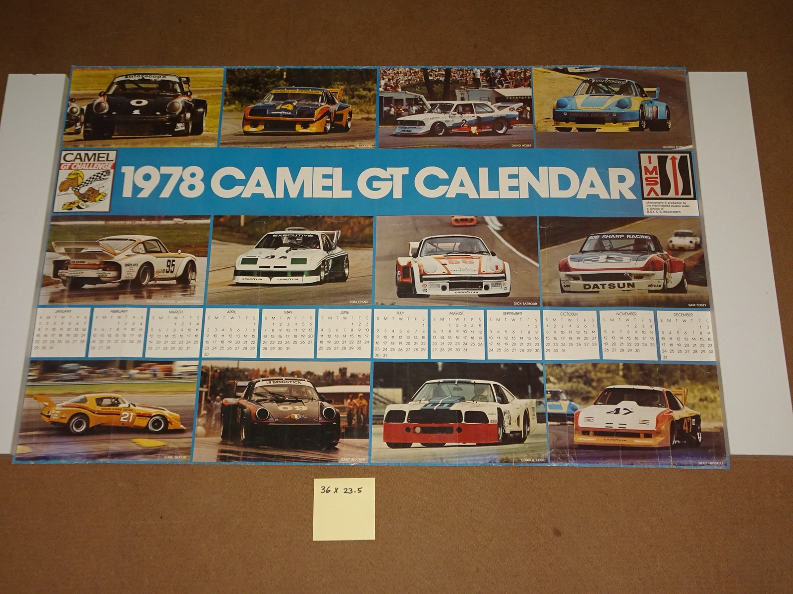 VERY RARE VINTAGE CLASSIC 1978 PORSCHE CAMEL GT IMSA CALLENDER POSTER 36 X 24 