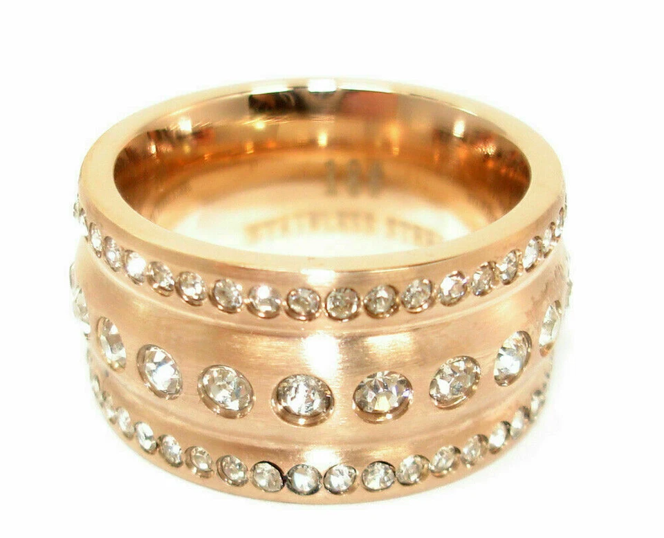 Edelstahl Ring Damen silber rose gold Partnerring Freundschaftsring strass Band - Bild 2 von 4