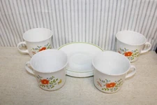(JW) Corelle® Corning® Meadow Wildflower™ Dishes: 8pc Cups (x4) and Saucers (x4)