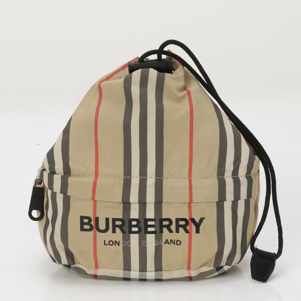 Burberry Handbag Nova Check Brand Logo Drawstring type Beige Canvas Leather