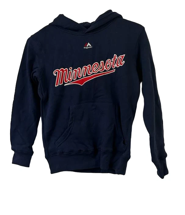 Majestic Youth Minnesota Hooded Sweatshirt, Navy Blue, Small | eBay