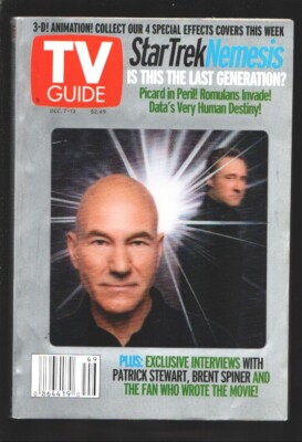 MAG: TV Guide 12/7/2002 -Cover features Captain Picard & Lt. Data-! of 4 diff...