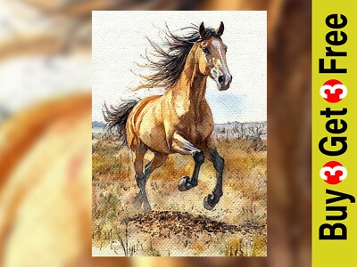 Galoppierendes Pferd Kunstwerk 7''x5'' Druck auf mattem Papier | Atemberaubende Naturmalerei
