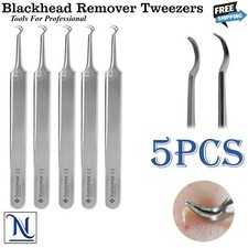 X5 Blackhead Remover Tweezers Curved Pimple Popper Blemish Comedone Extractor