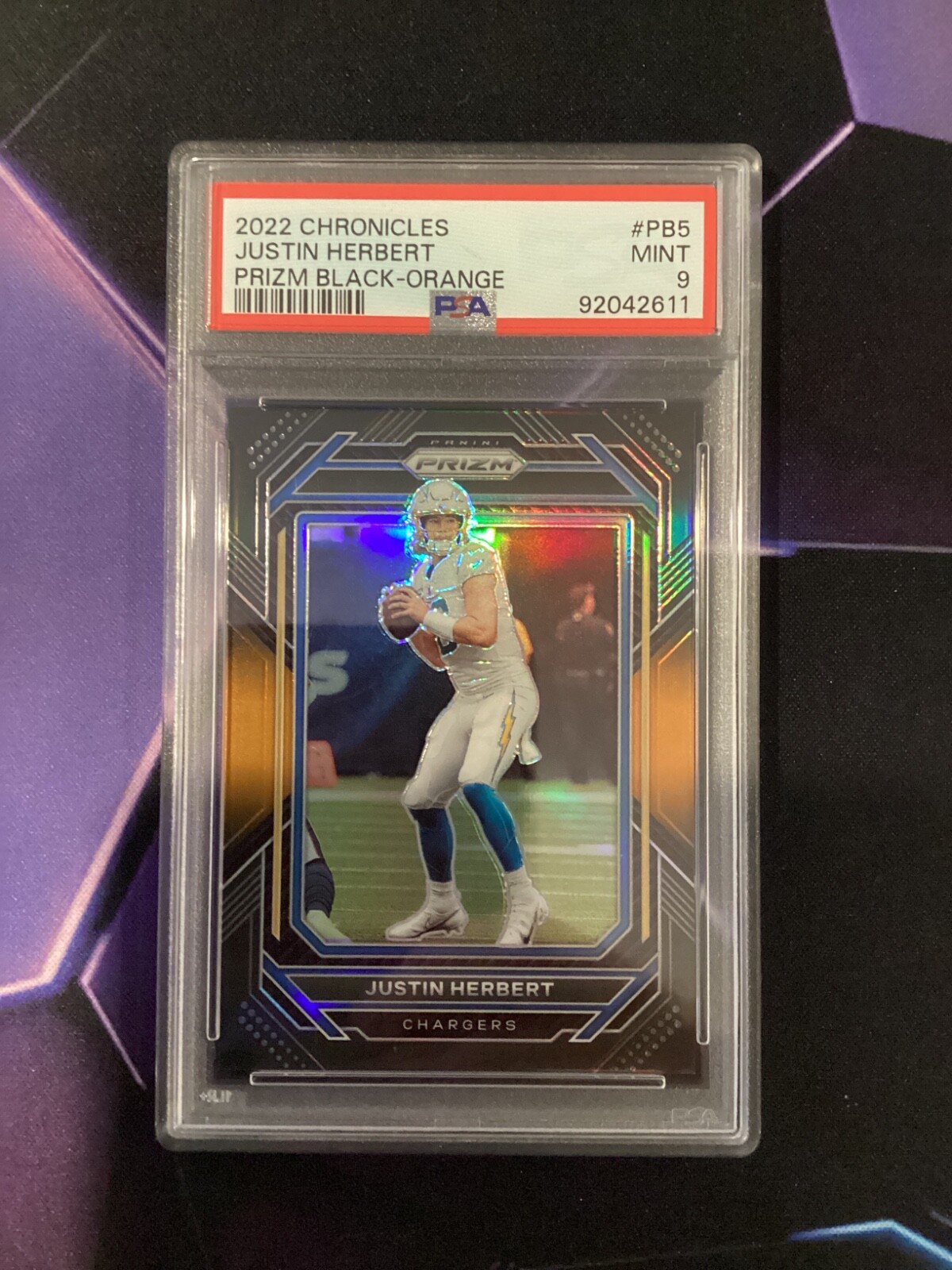 2022 Panini Chronicles - Prizm Black Justin Herbert #PB-5 Orange /75