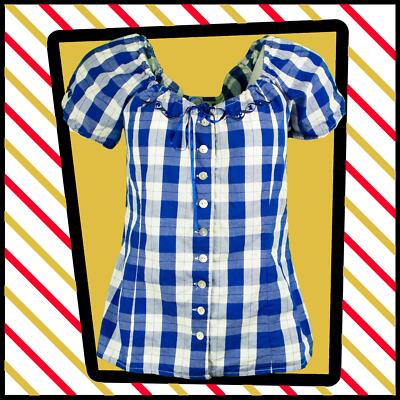 SPIETH & WENSKY Gingham Cotton Trachten Dirndl BLUSE Gr. 38 UK 12 685 B