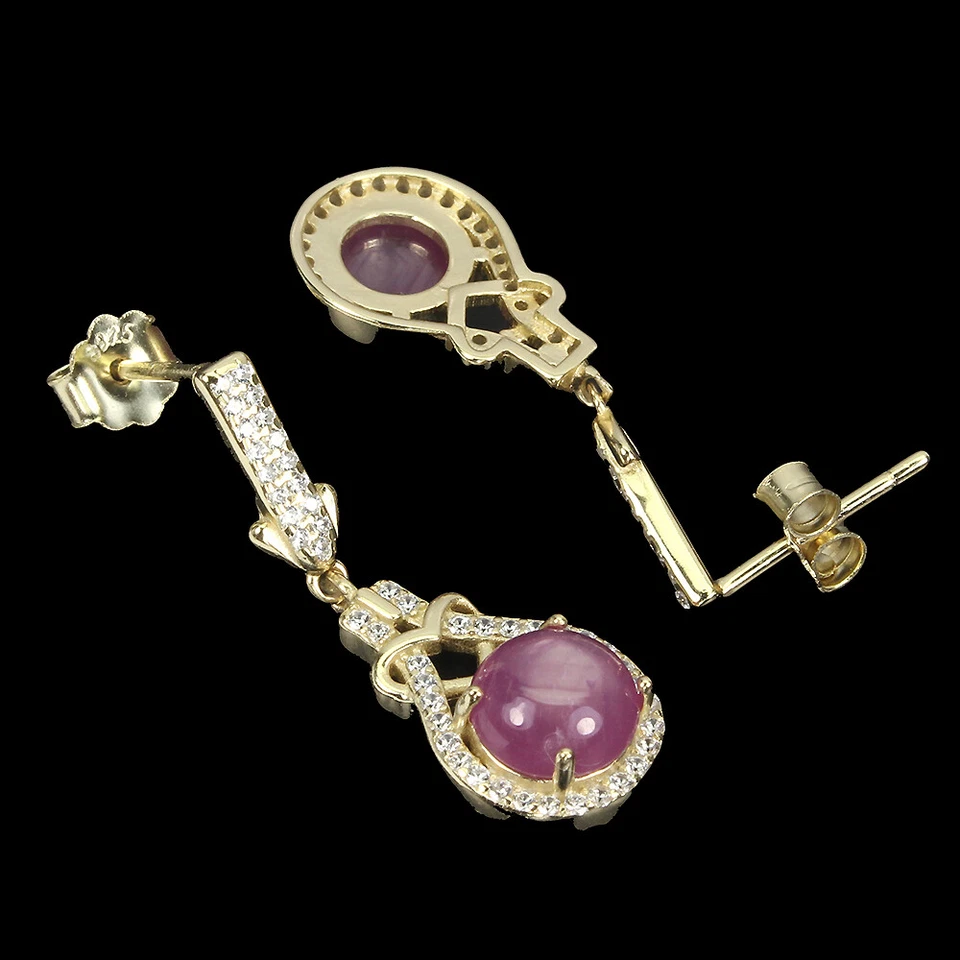 925 Sterling Silver Earrings Ruby 7mm Simulated Cz Natural Gemstone Jewelry Gift - Image 3 of 4