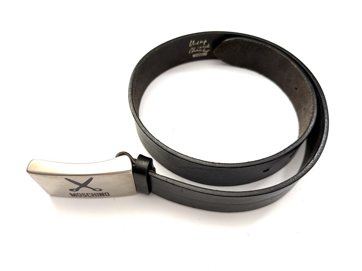 100% Authentic Moschino Black Leather Belt Size.46 Nappa leather belt | Moschino main image 3