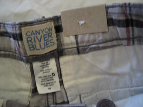 NWT Canyon River Blues boys size 10 cotton cargo shorts with belt gray plaid - Picture 9 of 10