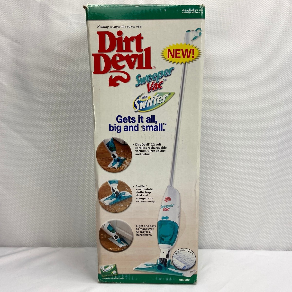 Vtg Dirt Devil Sweeper Vac With Swiffer R083000 Rare New Open Box