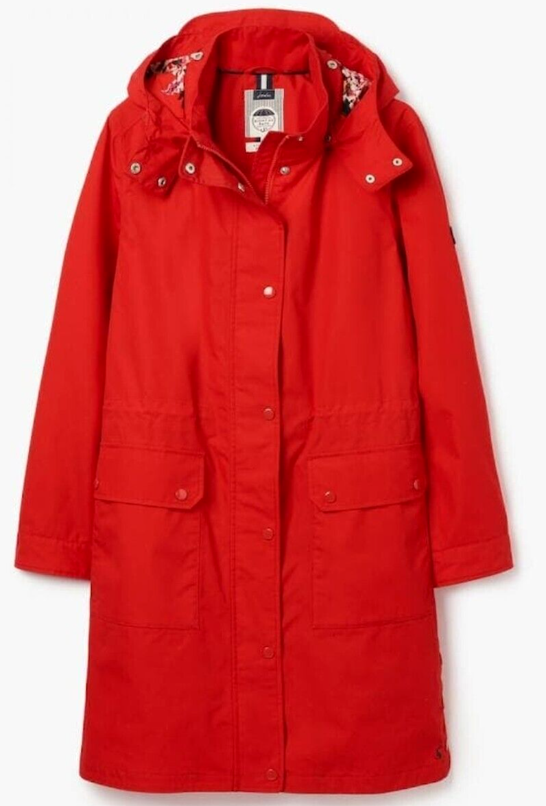 Joules Loxley BLACK Longline Waterproof Coat with Detachable hood