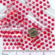 200 Apple baggies Red Maple Leaf 1.5 x 1.5 in. minizip bags 1515 reclosable