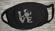 Minnie Mouse LOVE face mask, silver glitter, Handmade