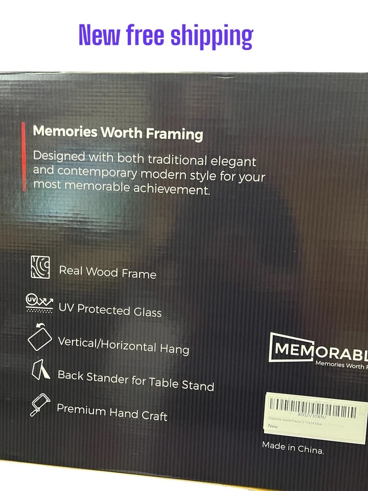 Memorablle Элегантная Реальная Деревянная Дипломная Рама 16x20 с Ковриком и Стеклом для Защиты от УФ - Изображение 2 из 3