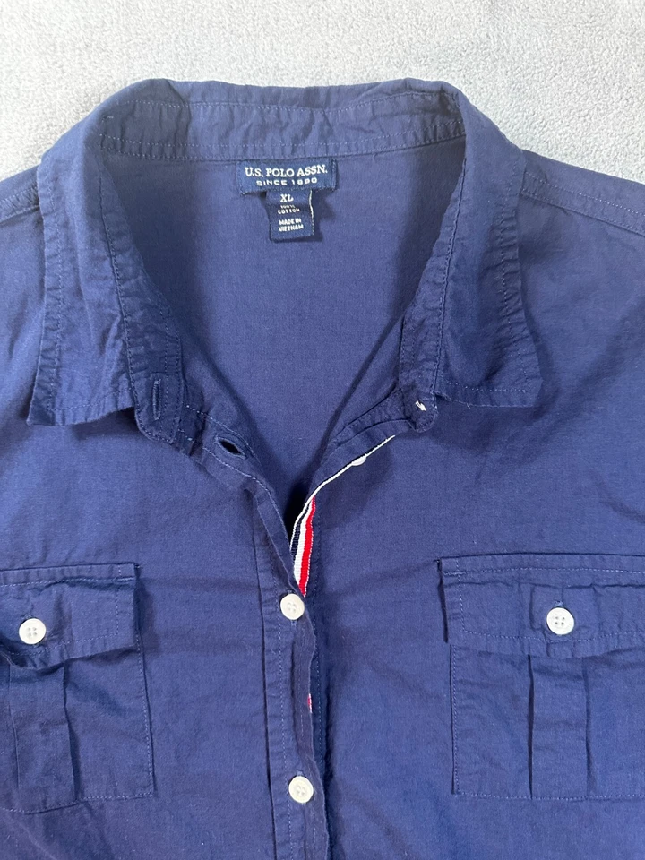 США POLO ASSN женщин верхний Western синий грузовой XL сафари поповер рубашка 100 хлопок - Изображение 2 из 4