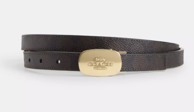 Coach Brown Plaque Buckle Cut To Size Eliza Leather Belt 1-Size Logo Buckle NWT Plaque Buckle Cut-To-Size Reversible Belt, 38 Mm  main image 3