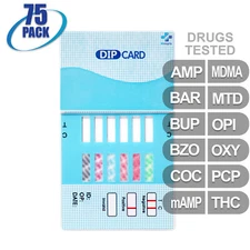 NEW Mintegrity Drug Test 12-Panel Dip Card Urine Home Kit 75-Pack #MI-WDOA-6124