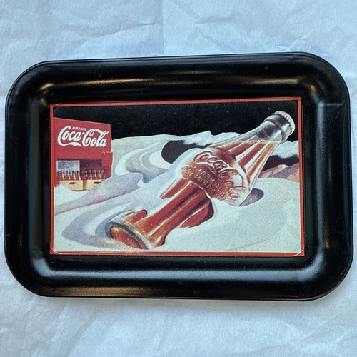 2 VINTAGE  COCA-COLA RETANGULAR METAL TIP TRAYS  6 1/2 by 4 1/2 INCHES