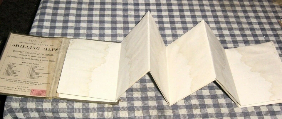 Около 1900 Philip's карман подлинный шиллинг карта Франции, льняной ткани, железных дорог - Изображение 4 из 4