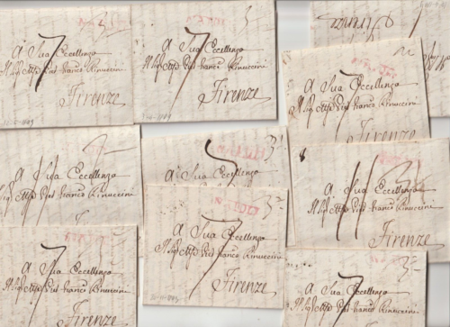 1809 ITALY - 10 x NAPOLI PMK LETTERS TO EXCELLENCY RINUCCINI AT FIRENZE LETTRES - Picture 1 of 4