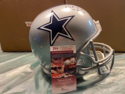 dallas cowboys football helmet signed by bob lilly Topps Mini-Helmet W/ Beckett Coa & Hof Insc the hologram can be reviewed online LEGENDARY PLAYERS - BOB LILLY