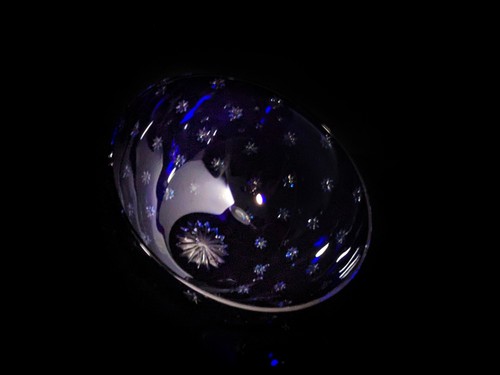 Cuenco de cristal Fabergé Galaxie en cuenco azul cobalto estrellas arte vidrio 7" ancho x 3,5" alto - Imagen 9 de 12