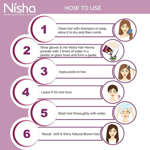 Nisha Hair Color Dye Henna Based Natural Hair Color Powder Without Ammonia Natur - Picture 6 of 7