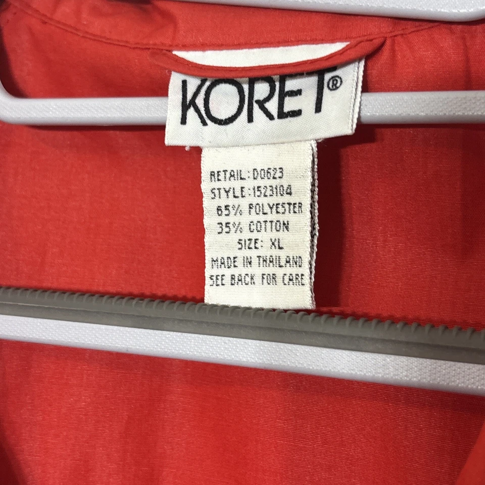 EUC Vintage Koret Womens Jacket Size XL Red Snap Front Lightweight Windbreaker - Image 4 of 4
