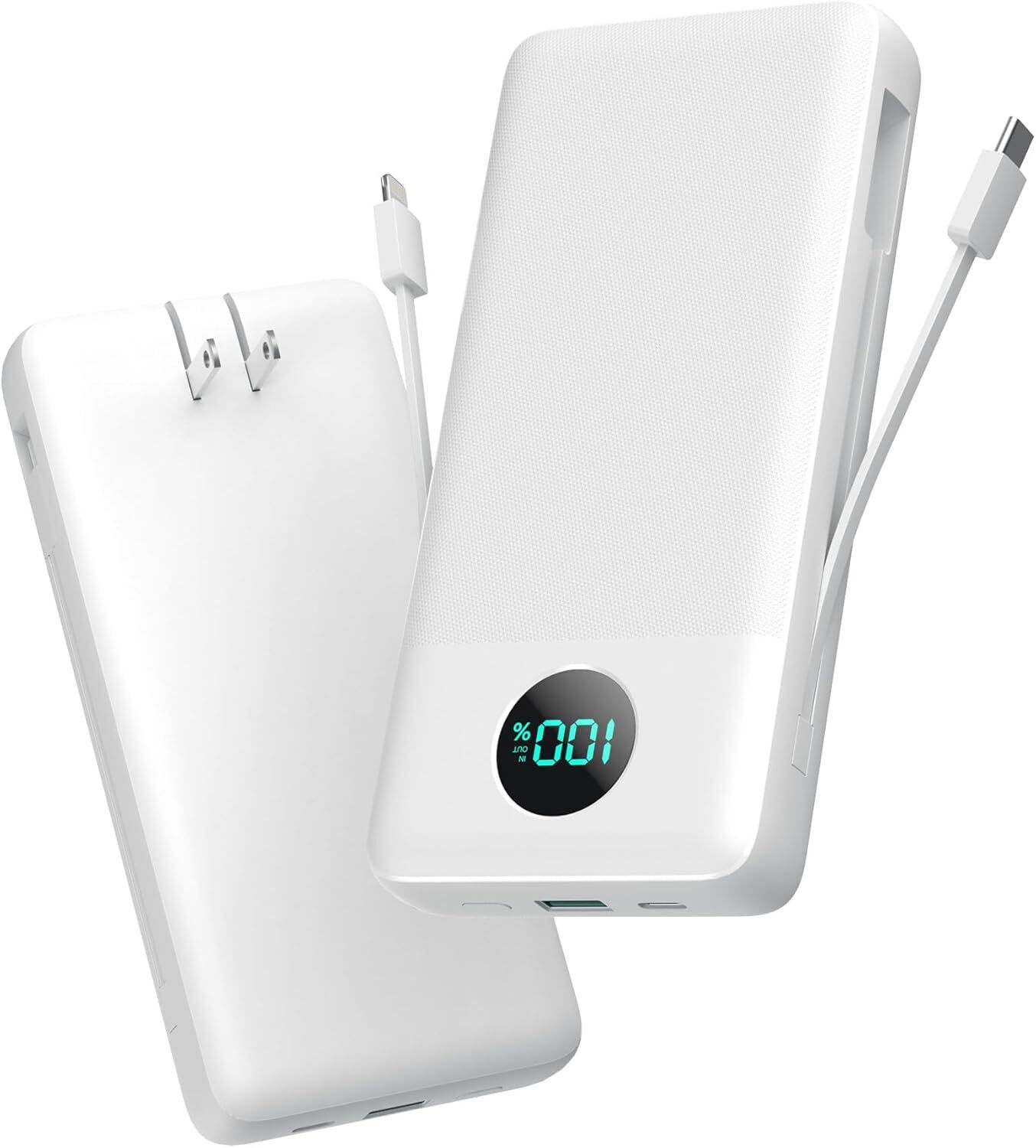 High-Capacity 33800mAh Portable Charger with Built-in Cables & AC Wall Plug-image