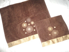 Avanti kaleidoscope brown EMBROIDERED 2PC BATH  HAND TOWELS SET