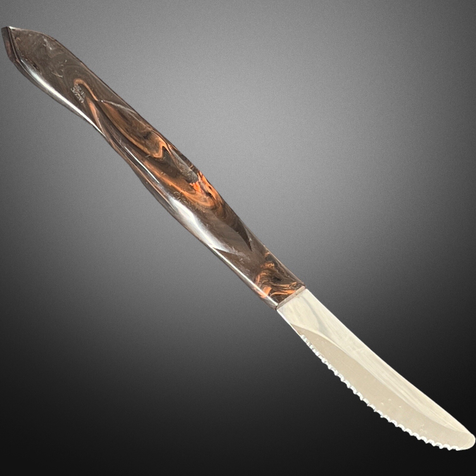 Vintage Cutco 1759 Steak Knives Set of 4 Brown/Orange Marbled Handles