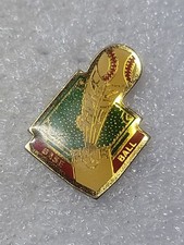 Baseball Home Run Diamon Enamel Lapel Pin Single Post Clutch Back Gold Toned