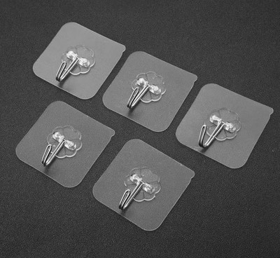 30Pcs Strong Transparent Adhesive Hooks Heavy Duty Waterproof Wall Hangers