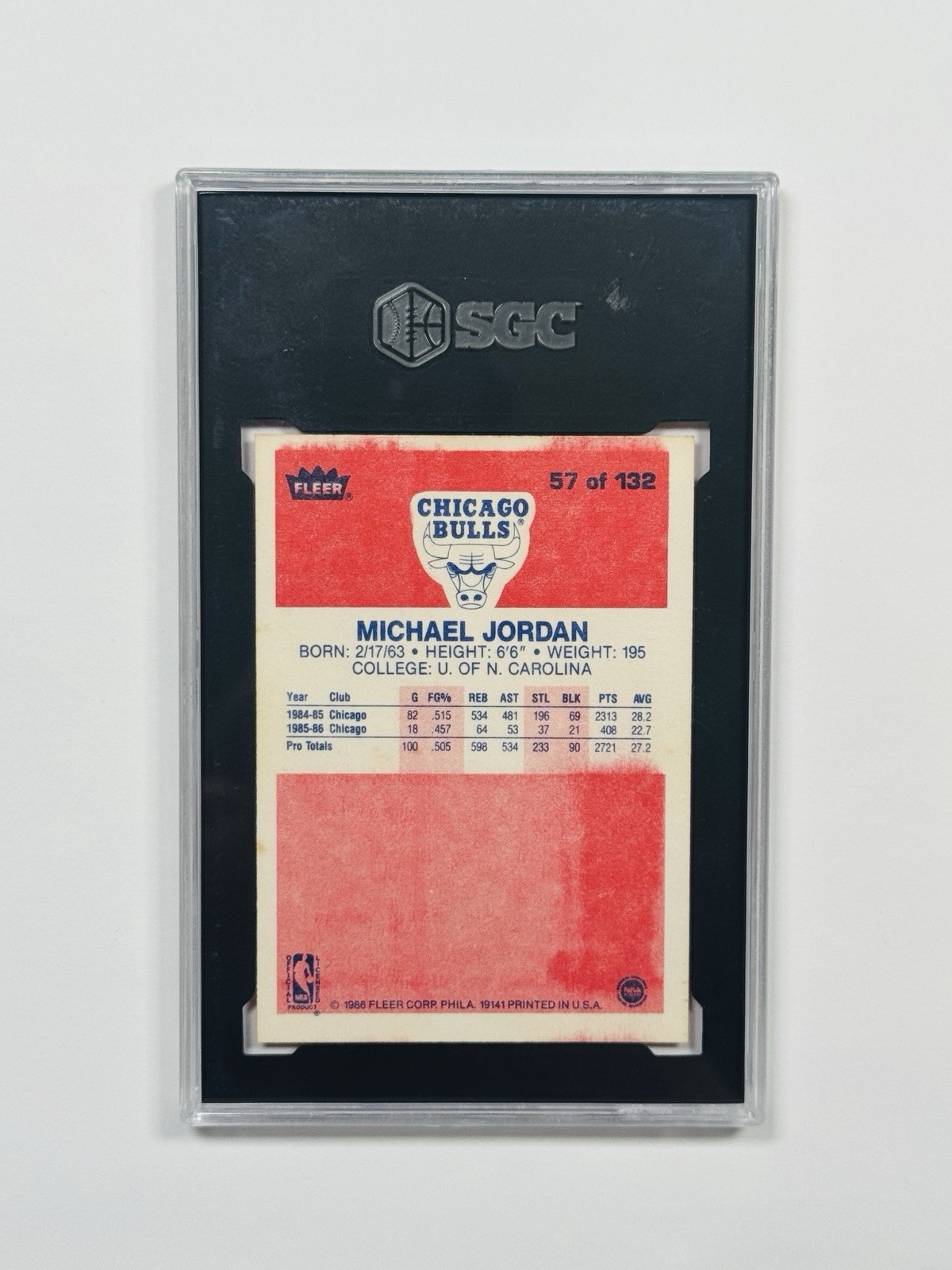1986 FLEER MICHAEL JORDAN #57 ROOKIE SGC 5 view 2