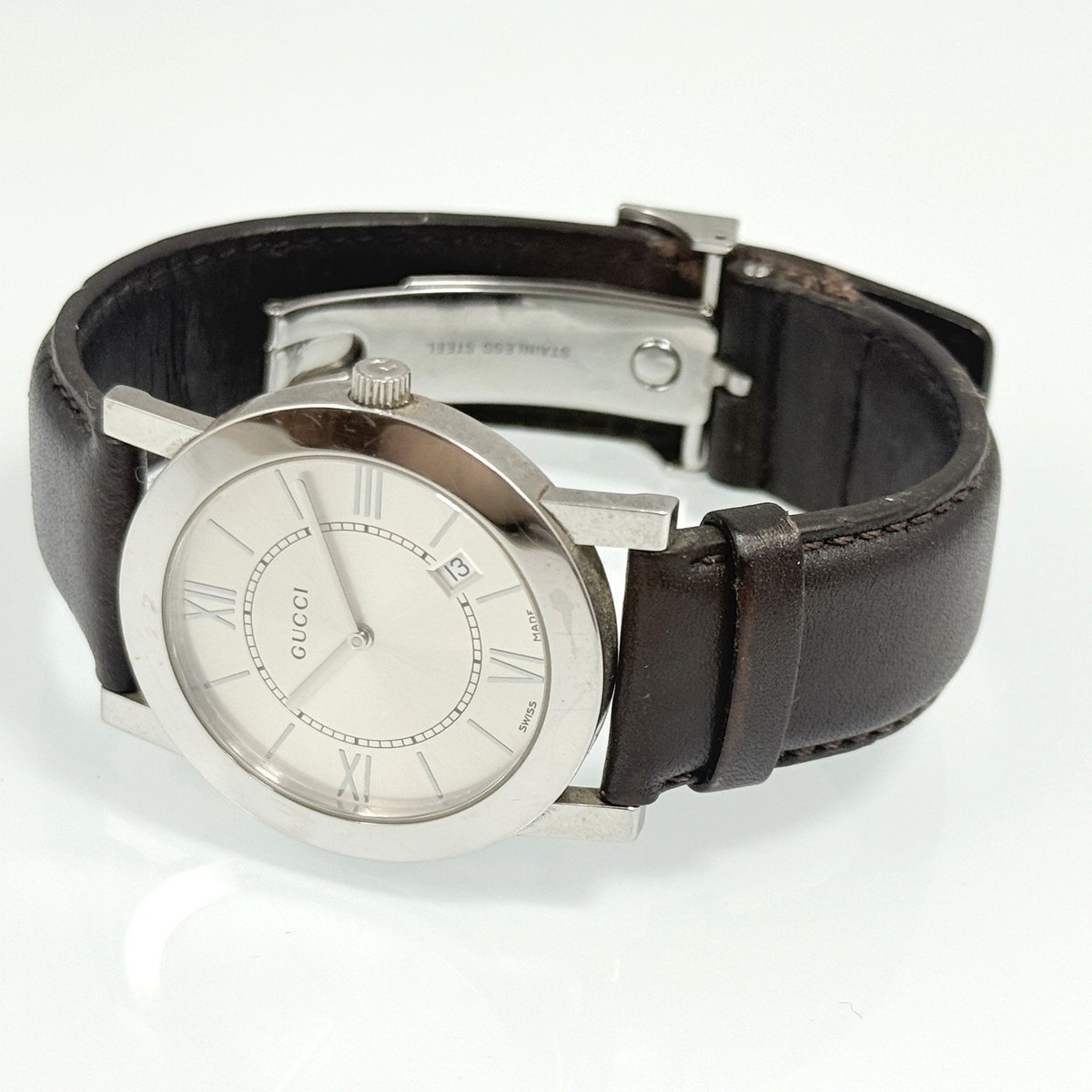 GUCCI 5200M.1 35mm MEN'S DATE SILVER VINTAGE SWISS MADE WATCH