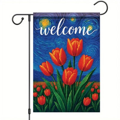 Van Gogh Garden Flag Orange Tulips Double Sided Arts Starry Night Flag Farmho...