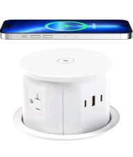 ANNQUAN 20 Amp Pop up Countertop Outlet with 15W Wireless Charger,Max 65W Power 