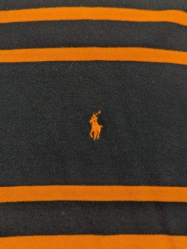 Vintage Polo Ralph Lauren Shirt Mens 4XL Navy Blue Orange Knit Short Sleeve - Picture 4 of 7