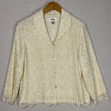 Vtg Talbots Blazer Womens M Cream Lace Cottage Garden Party Bridal Korea Made