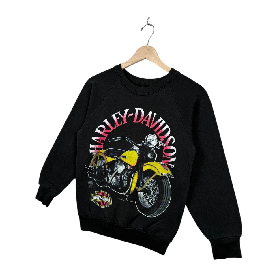 De colección Harley Davidson Motocicleta Gráfico Cuello Redondo Negro Para Hombre Pequeño Foto 3 de 4