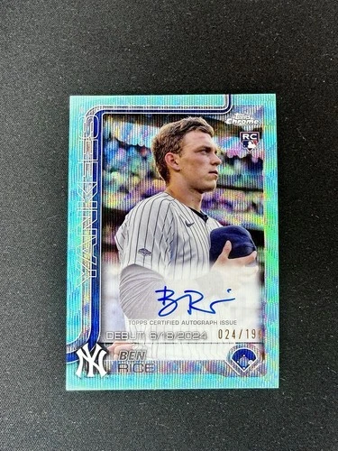 2025 Topps Chrome Update #CRDA-BR Ben Rice Rookie Debut Aqua Wave Auto /199