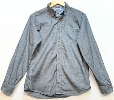 Eddie Bauer Mens Classic Preppy Fit Button-Down Shirt Size S Gray/Black