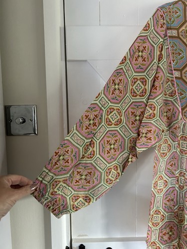 ONE HUNDRED STARS VINTAGE TILE BOHO MAXI DRESS PINK M/L NEW BNWT - Picture 12 of 14